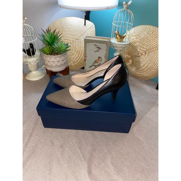 Cole Haan Highland Pump Women’s size 9 B Tan Black Heels with Box GUC - Picture 2 of 12